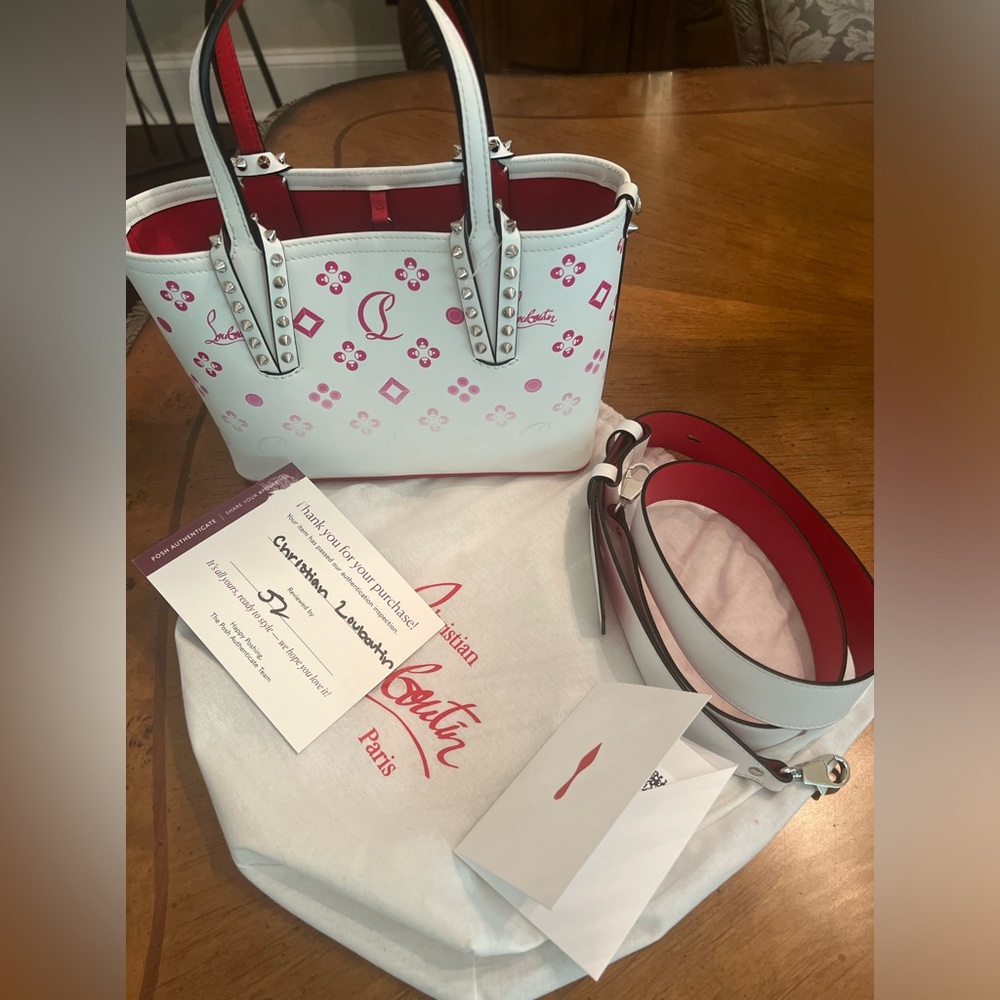 Christian Louboutin Cabata Loubinthesky Mini Tote Bag Bianco - Picture 7 of 8